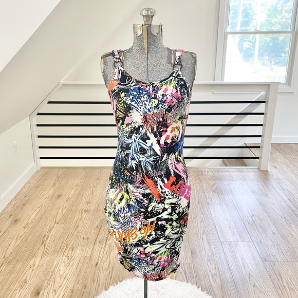 Dresses & Skirts - NWT S M L colorful, graffiti bodycon stretchy dress